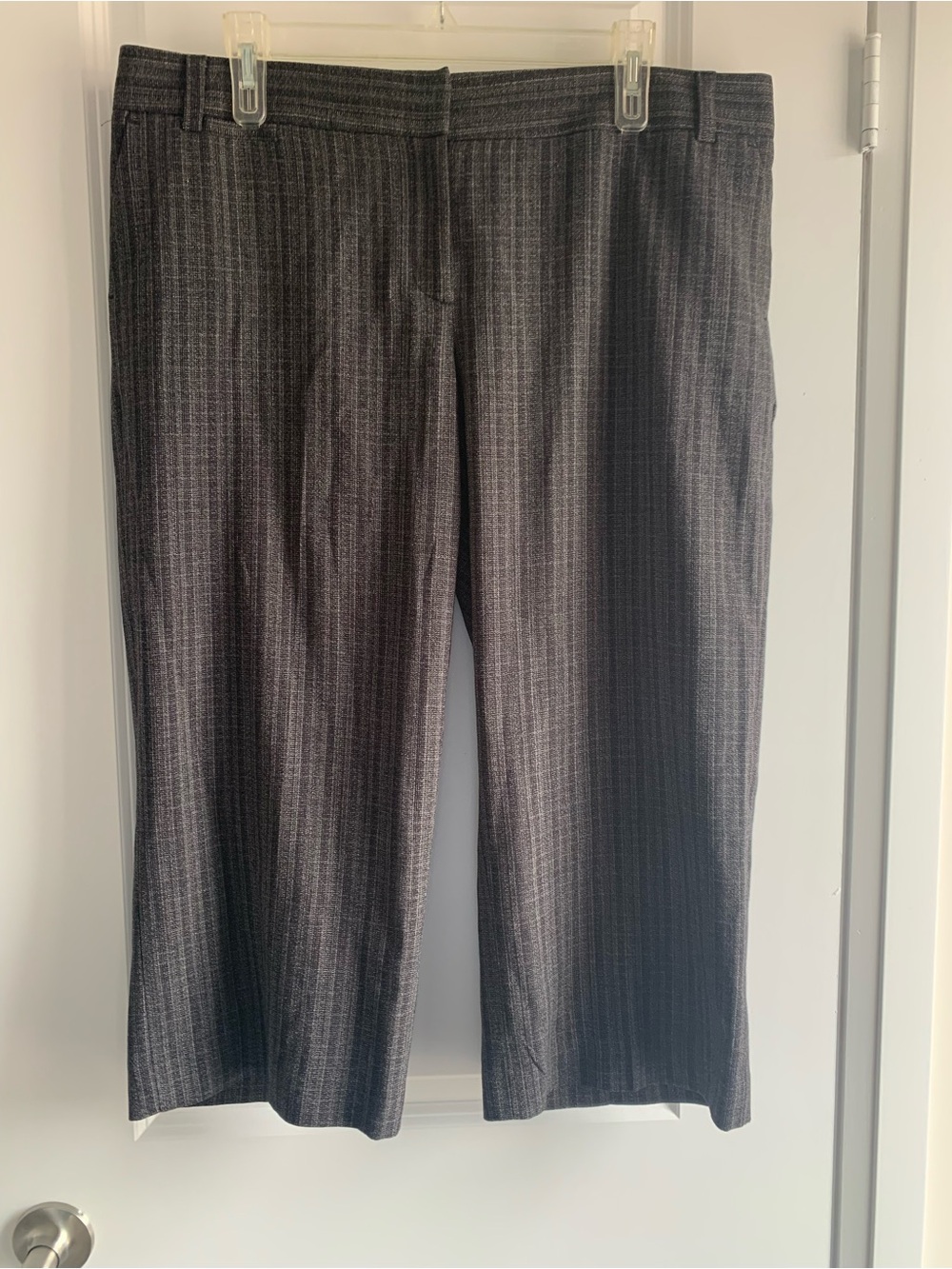 Apostrophe Women's Gray Pinstripe Bermuda Shorts Size 14